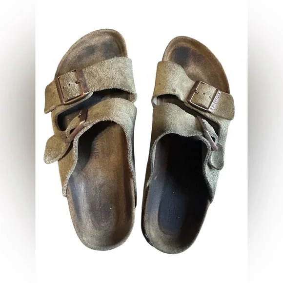 Birkenstock Arizona Tan Suede 2 Strap Sandals Size 7 EU 38 - Picture 2 of 12